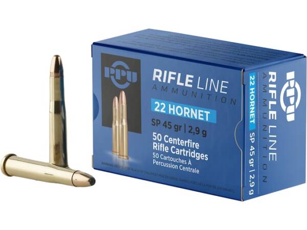 PPU 22 Hornet Ammo 45 Grain Jacketed Soft Point Box of 500
