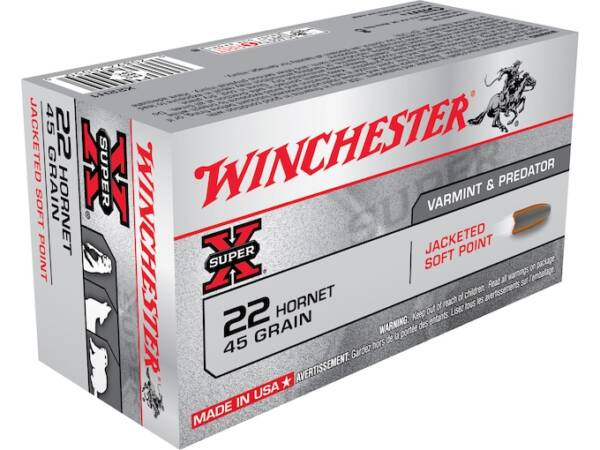Winchester Super X 22 Hornet Ammo 45 Grain Jacketed Soft Point of 500
