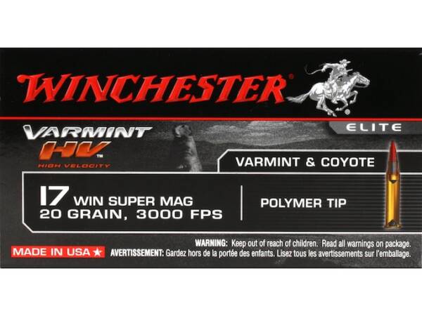 Winchester Varmint HV 17 Winchester Super Magnum Ammo 20 Grain Polymer Tip