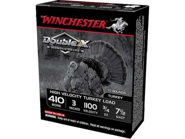 Winchester Double X Diamond Grade Turkey 410 Ammo 3" #7-1/2 Copper Plated Lead Shot 3/4 oz Box of 500