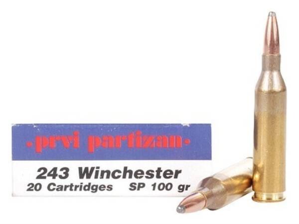 PPU 243 Winchester Ammo 100 Grain Jacketed Soft Point Box of 500