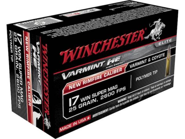 Winchester Varmint High Energy 17 Winchester Super Magnum Ammo 25 Grain Polymer Tip