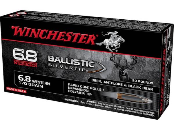 Winchester Ballistic Silvertip 6.8 Western Ammo 170 Grain Polymer Tip Box of 500