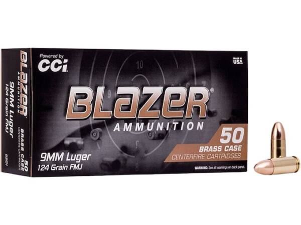 Blazer Brass 9mm Luger Ammo 124 Grain Full Metal Jacket of 1000