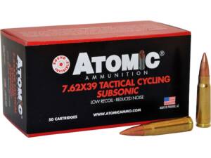 Atomic Tactical Cycling Subsonic 7.62x39mm Ammo 220 Grain Jacketed Hollow Point Box of 50