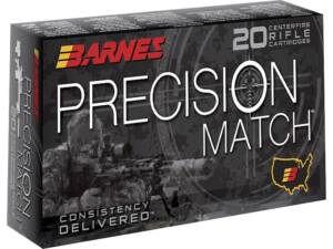 Barnes Precision Match 5.56x45mm NATO Ammo 69 Grain Barnes Open Tip Match Jacketed Hollow Point Box of 20