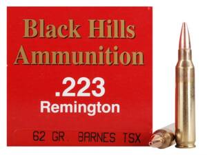 Black Hills 223 Remington Ammo 62 Grain Barnes Triple-Shock X Solid Hollow Point Lead Free Box of 50