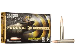 Federal Premium 30-06 Springfield Ammo 168 Grain Berger Hybrid Hunter Jacketed Hollow Point Box of 20