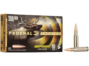 Federal Premium 308 Winchester Ammo 168 Grain Berger Hybrid Hunter Jacketed Hollow Point