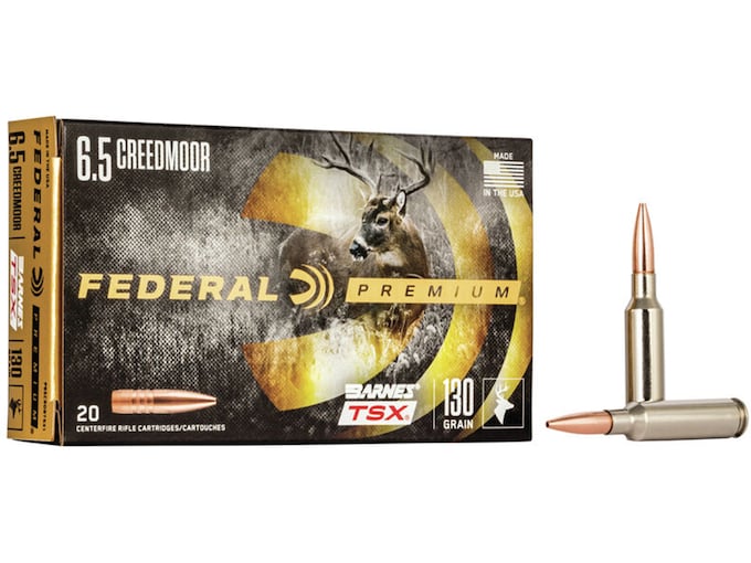 Federal Premium 6.5 Creedmoor Ammo 130 Grain Barnes Triple-Shock X Solid Hollow Point Lead Free Box of 20