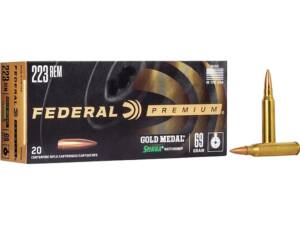 Federal Premium Gold Medal 223 Remington Ammo 69 Grain Sierra MatchKing Jacketed Hollow Point Box of 20