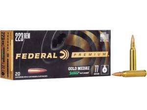 Federal Premium Gold Medal 223 Remington Ammo 77 Grain Sierra MatchKing Jacketed Hollow Point