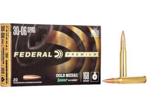 Federal Premium Gold Medal 30-06 Springfield Ammo 168 Grain Sierra MatchKing Jacketed Hollow Point Box of 20