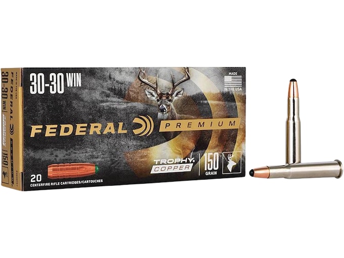 Federal Premium Trophy Copper 30-30 Winchester Ammo 150 Grain Polymer Tip Lead Free Box of 20