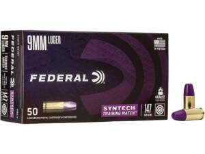 Federal Syntech Training Match 9mm Luger Ammo 147 Grain Federal TSJ Total Synthetic Jacket (TSJ)