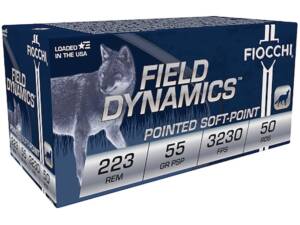 Fiocchi Field Dynamics 223 Remington Ammo 55 Grain Jacketed Soft Point