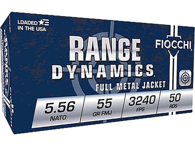 Fiocchi Range Dynamics 5.56x45mm NATO Ammo 55 Grain Full Metal Jacket