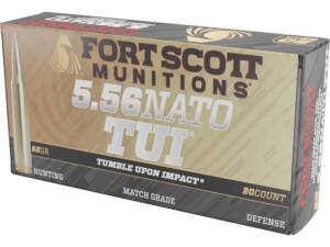 Fort Scott Munitions TUI Brass 5.56x45mm NATO Ammo 62 Grain Solid Lead Free Box of 20