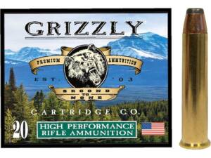 Grizzly Cartridge High Performance Rifle 45-70 Government +P Ammo 300 Grain Bonded Jacketed Hollow Point Box of 20