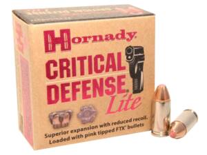 Hornady Critical Defense Lite 9mm Luger Ammo 100 Grain Hornady FTX Polymer Tip Box of 25