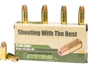 IMI 9mm Luger Ammo 115 Grain Jacketed Hollow Point