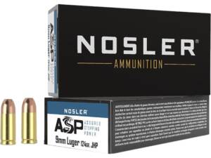 Nosler ASP 9mm Luger Ammo 124 Grain Jacketed Hollow Point