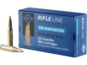 PPU 308 Winchester Ammo 165 Grain Jacketed Soft Point
