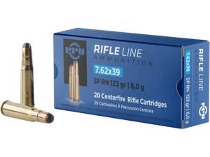 PPU 7.62x39mm Ammo 123 Grain Round Nose Box of 20
