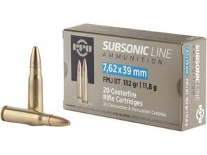PPU Subsonic 7.62x39mm Ammo 182 Grain Full Metal Jacket Box of 20