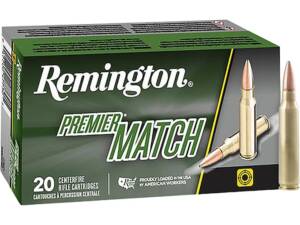 Remington Premier Match 223 Remington Ammo 77 Grain Sierra MatchKing Jacketed Hollow Point