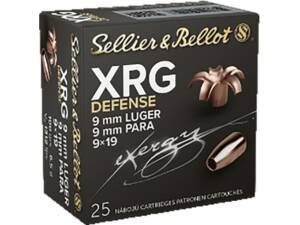 Sellier & Bellot XRG Defense 9mm Luger Ammo 100 Grain Solid Hollow Point Lead Free Box of 25