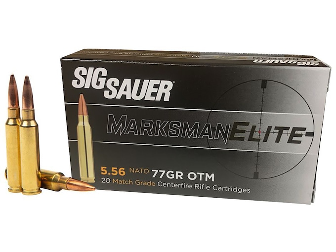 Sig Sauer Marksman Elite 5.56x45mm NATO Ammo 77 Grain Sierra MatchKing Jacketed Hollow Point Box of 20