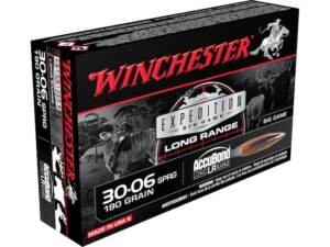 Winchester Expedition Big Game Long Range 30-06 Springfield Ammo 190 Grain Nosler AccuBond Long Range Bonded Polymer Tip Box of 20