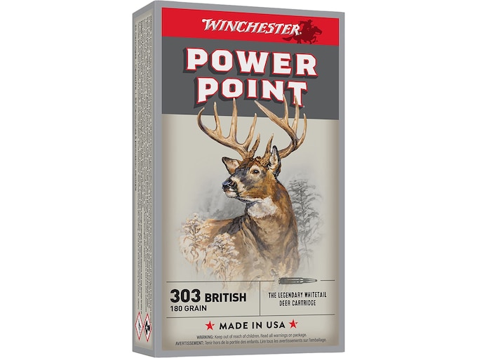 Winchester Power Point 303 British Ammo 180 Grain Winchester Power-Point Jacketed Soft Point Box of 20