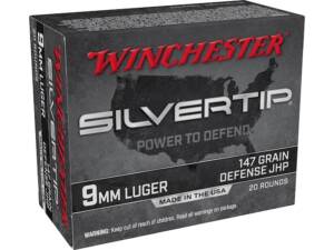 Winchester Silvertip Defense 9mm Luger Ammo 147 Grain Winchester Silvertip Jacketed Hollow Point