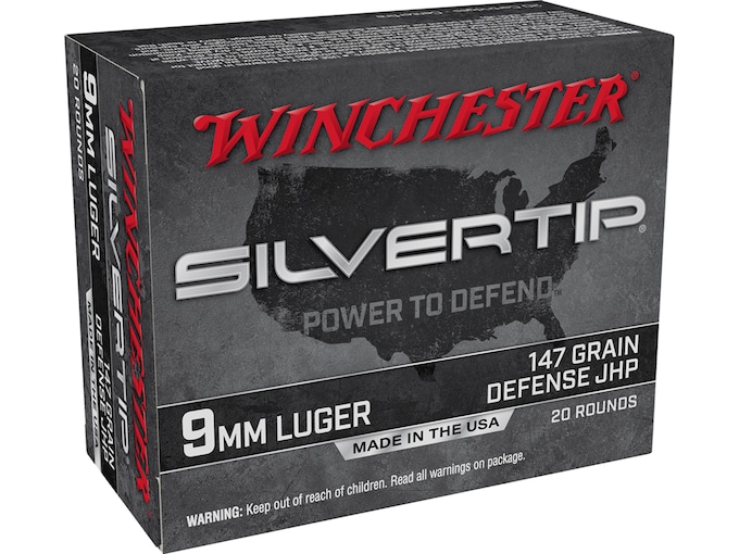 Winchester Silvertip Defense 9mm Luger Ammo 147 Grain Winchester Silvertip Jacketed Hollow Point