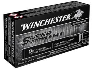 Winchester Super Suppressed 9mm Luger Ammo 147 Grain Full Metal Jacket