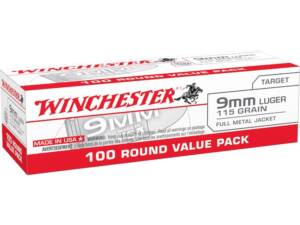 Winchester Target & Practice 9mm Luger Ammo 115 Grain Full Metal Jacket