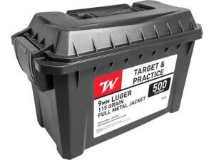 Winchester White Box USA 9mm Luger Ammo 115 Grain Full Metal Jacket Ammo Can