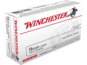 Winchester White Box USA 9mm Luger Ammo 124 Grain Full Metal Jacket