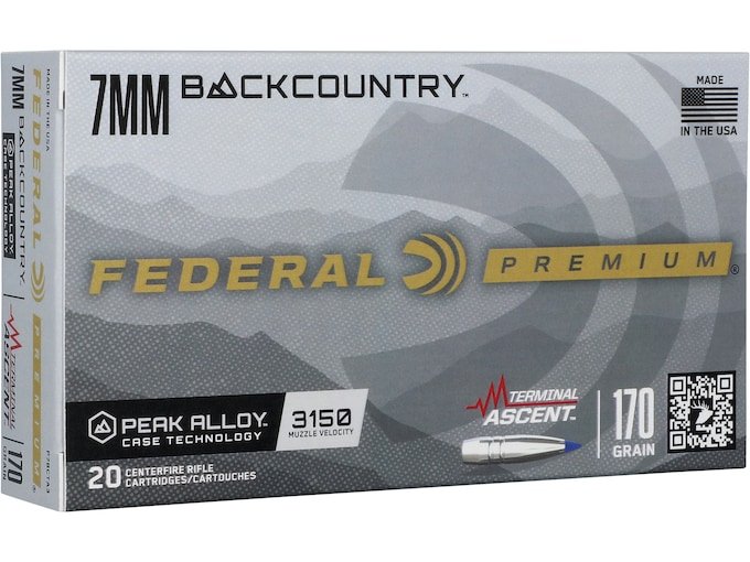 Federal Premium Terminal Ascent 7mm Backcountry Ammo 170 Grain Polymer Tip Box of 250