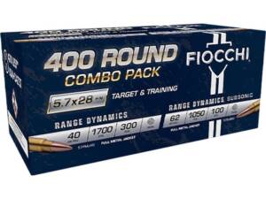 Fiocchi Target Training Combo Pack 5.7x28mm FN Ammo 40 Grain & 62 Grain Full Metal Jacket Box of 1000