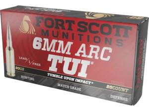 Fort Scott Munitions TUI 6mm ARC Ammo 90 Grain Solid Lead Free Box of 250