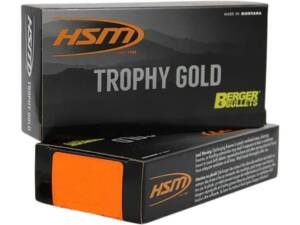 HSM Trophy Gold 25 Winchester Super Short Magnum (WSSM) Ammo 115 Grain Berger Hunting VLD (Very Low Drag) Jacketed Hollow Point Box of 500