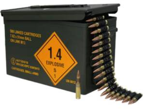 Magtech M80 Ball Linked 7.62x51mm NATO Ammo 148 Grain Full Metal Jacket Ammo Can of 500