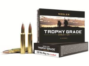 Nosler Trophy Grade 338 Winchester Magnum Ammo 225 Grain Nosler AccuBond Bonded Polymer Tip Box of 200