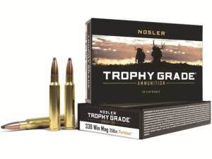 Nosler Trophy Grade 338 Winchester Magnum Ammo 250 Grain Nosler Partition Jacketed Soft Point Box of 200