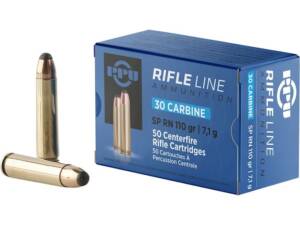 PPU 30 Carbine Ammo 110 Grain Jacketed Soft Point Box of 500