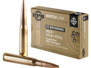 PPU Match 50 BMG Ammo 725 Grain Full Metal Jacket Box of 100