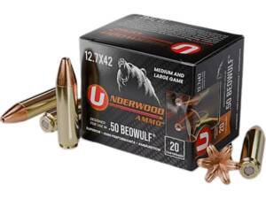 Underwood 50 Beowulf Ammo 375 Grain Barnes XPB Solid Hollow Point Lead Free Box of 500